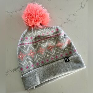 Pink & Grey Winter Beanie - Women’s One Size
